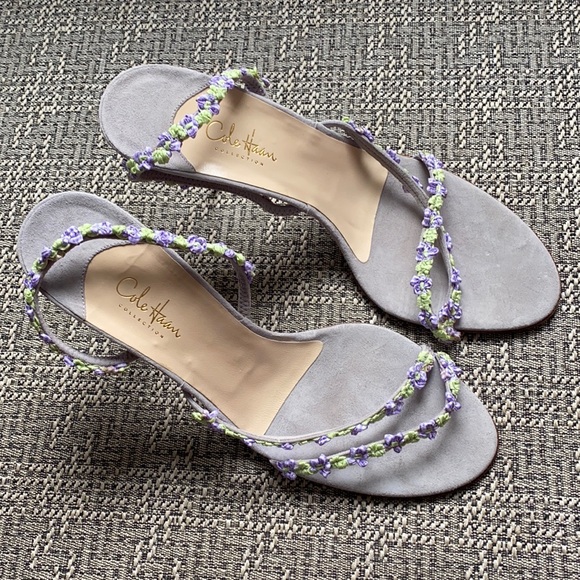 New Cole Haan Suede Floral Sandals 10.5
